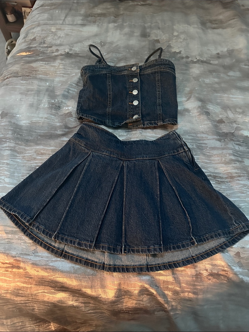 art class Dark Blue Denim Two-Piece Matching Set